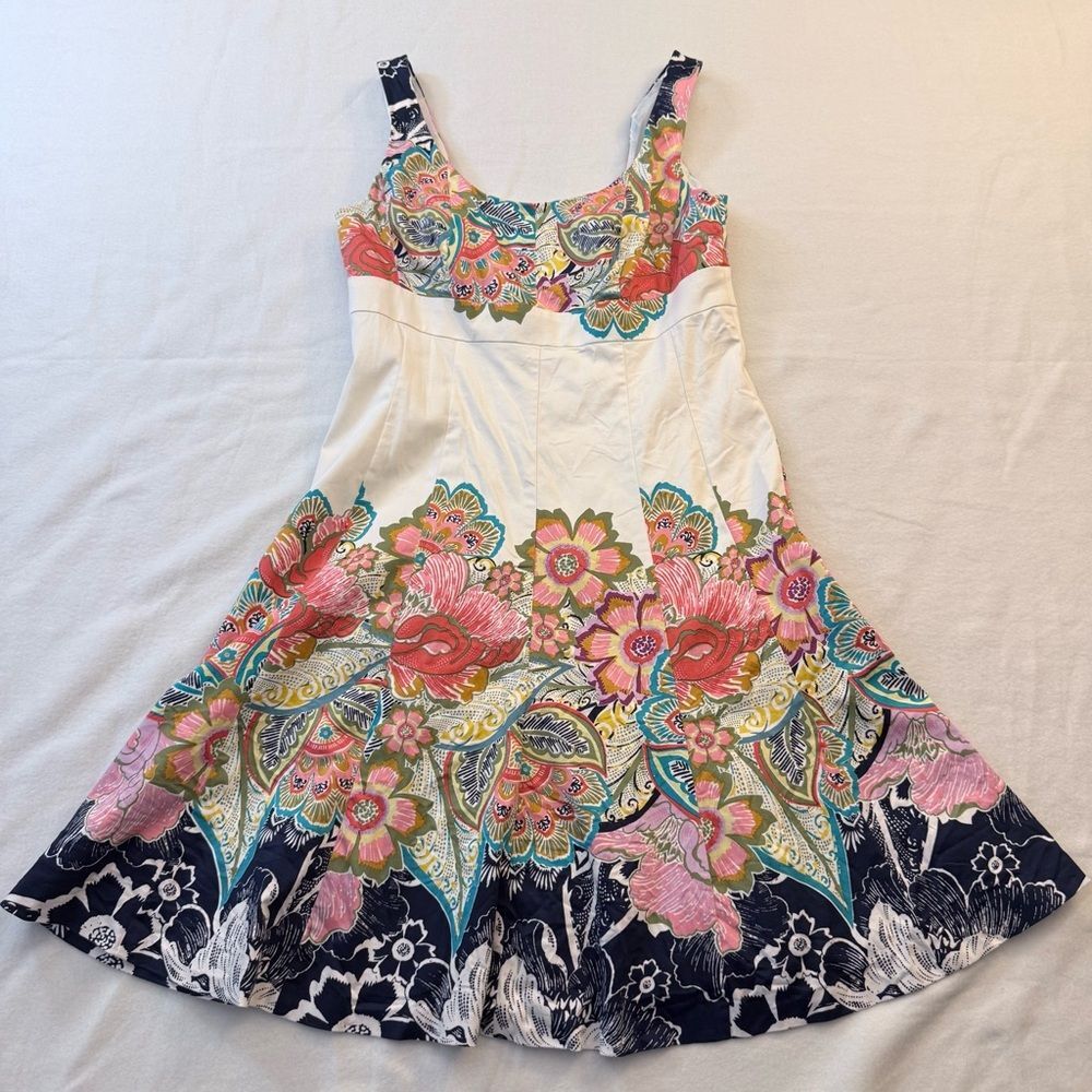 Nine West Colorful Floral Midi Dress Fit to Flare